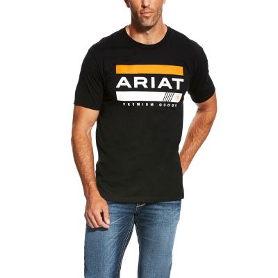 Ariat Western: Bar Stripe Camisetas Hombre - Negras (UNEMK6387)